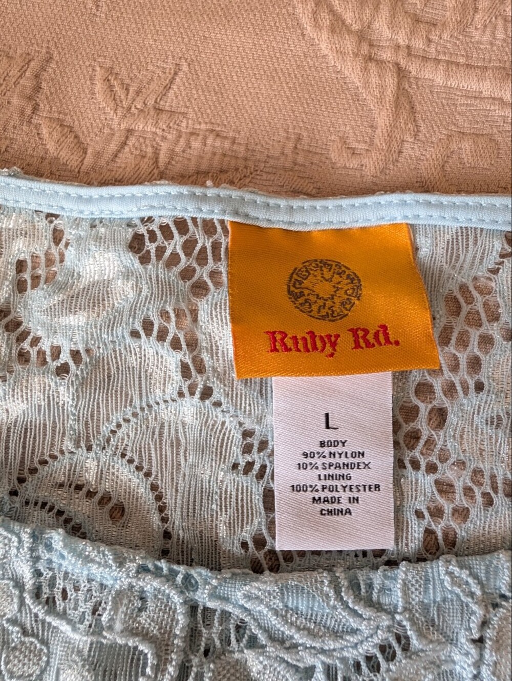 Ruby Rd. Powder Blue Floral Lace Tunic - Picture 6 of 8